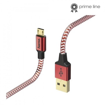 КАБЕЛЬ HAMA USB-microUSB 1,5М ОТРАЖЕННЫЙ красный
