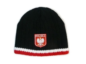 POLSKA GRUBA CZAPKA ZIMOWA DLA KIBICA POLSKI HAFT