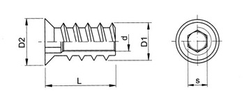 M6X17B ВСТАВКА МЕБЕЛЬНАЯ ВИНТОВАЯ СОЕДИНИТЕЛЬНАЯ ОЦИНКОВАННАЯ 5 ШТ.