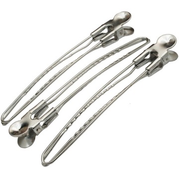Klipsy Metalowe Fryzjerskie Do Włosów Duże Srebrne Klamry 6szt 12cm Poniks