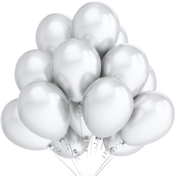 Balony Metaliczne BIAŁE Party Sylwester Karnawał Urodziny 12 cali 100szt.