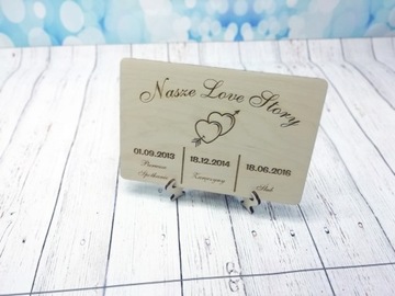 Деревянная открытка НАША ИСТОРИЯ ЛЮБВИ с гравировкой