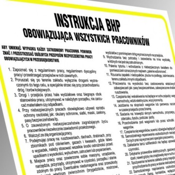 Instrukcja BHP ogólna dla pracowników Płyta PCV