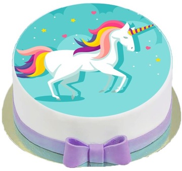 OPŁATEK NA TORT 3 JEDNOROŻEC Unicorn Tęczowy 20cm