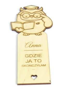 DREWNIANA ZAKŁADKA SOWA DO KSIĄŻKI Z IMIENIEM SD20