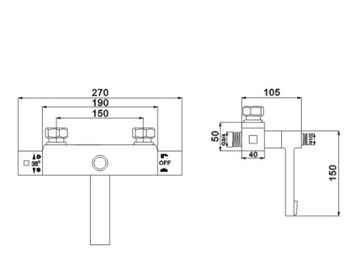 НАБОР ДЛЯ ВАННЫ MEXEN CUBE ХРОМИРОВАННЫЙ ТЕРМОСТАТ