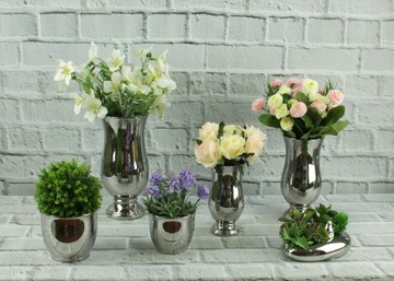 Керамическая ваза серебряный кубок плоская чашка H15