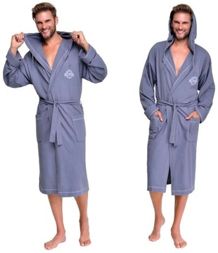 ХЛОПКОВЫЙ МУЖСКОЙ ХАЛАТ С КАПЮШОНОМ M