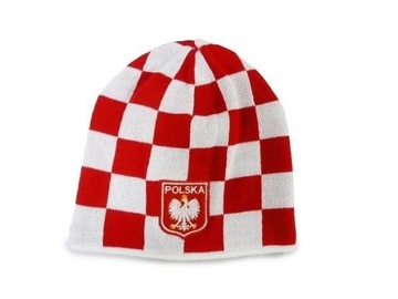 POLSKA CZAPKA ZIMOWA DLA KIBICA POLSKI HAFT KRATKA