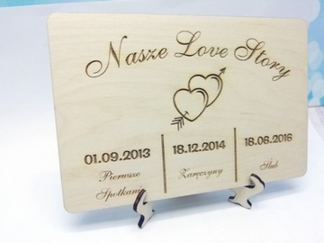 Деревянная открытка НАША ИСТОРИЯ ЛЮБВИ с гравировкой