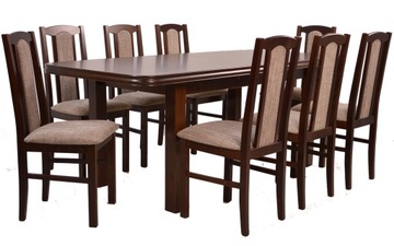 SOLIDNY DREWNIANY ZESTAW stół i 8 KRZESEŁ ORZECH