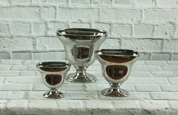 Керамическая ваза серебряный кубок плоская чашка H15