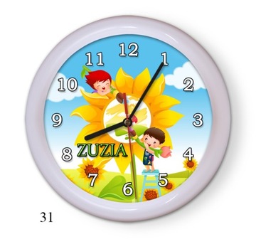 BAJKI zegar ścienny dla dzieci imię gratis PL