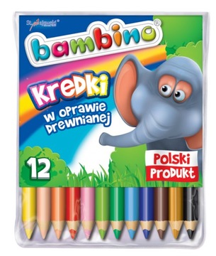 BAMBINO Kredki jumbo w drewnie GRUBE 12 kolorów