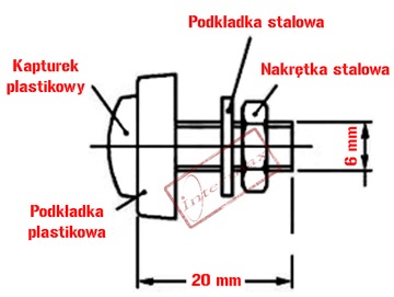 НАБОР ВИНТОВ ДЛЯ НОМЕРНОГО ЗНАКА + ЗАГЛУШКИ БЕЛЫЙ СИНИЙ 6x20 мм x4