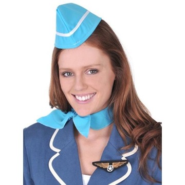 Zestaw strój Stewardessy Czapka Chusta Przypinka