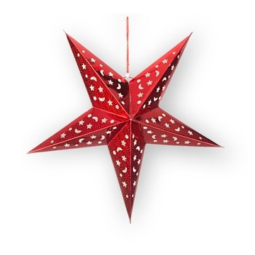 Ozdoba GWIAZDA wisząca CZERWONA 3D 90cm