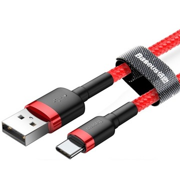 КАБЕЛЬ БЫСТРОЙ ЗАРЯДКИ BASEUS USB-C 3.0 3A 1M КРАСНЫЙ