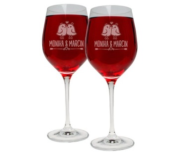 DUŻE KIELISZKI DO WINA PREZENT NA ŚLUB 370ML