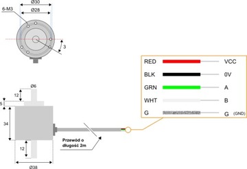 Инкрементный энкодер 360 имп/об, двухсторонний вал