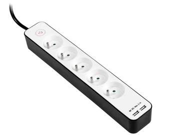 Listwa zasilająca TRACER Zebra 1.5m 5 gniazd+2 USB