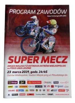 PROGRAM ŻUŻLOWY SUPER MECZ OSTRÓW WLKP 23.03.2019r