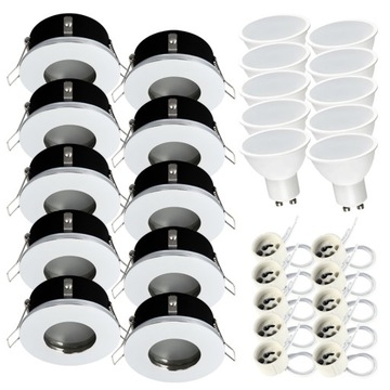 10 x Oprawa wpuszczana halogen IP44 + LED GU10 7W