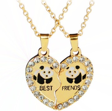 NASZYJNIK PRZYJAŹNI SERCE best friends PANDA 2szt.