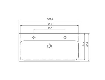 БЕЛЫЙ керамический умывальник 100 x 46 x 13 PINTO