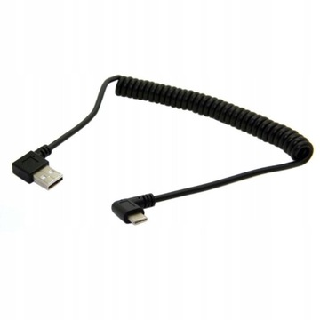 Kabel kątowy USB-C 3.1 typ C- USB spirala 1M PRAWY