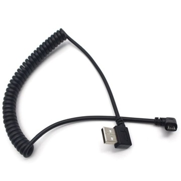 Kabel kątowy USB - MicroUSB spirala PRAWY 1M