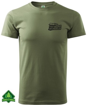 Koszulka T-shirt khaki NO ROAD NO PROBLEM Defender
