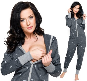 PIŻAMA BAWEŁNIANY KOMBINEZON DO KARMIENIA ONESIE S