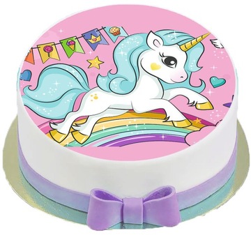 OPŁATEK NA TORT 4 JEDNOROŻEC Unicorn Tęczowy 20cm