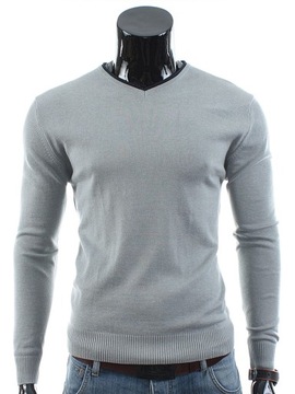 SWETER w Serek BAWEŁNA CD10 Szary__L_POLSKA