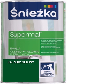 Farba ŚNIEŻKA SUPERMAL olej-ftalowa 0,8L ZIELONY