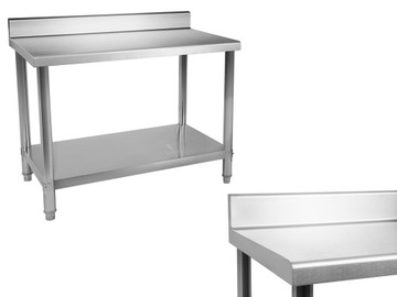 Кухонный стол с краем из нержавеющей стали, 100х60см.