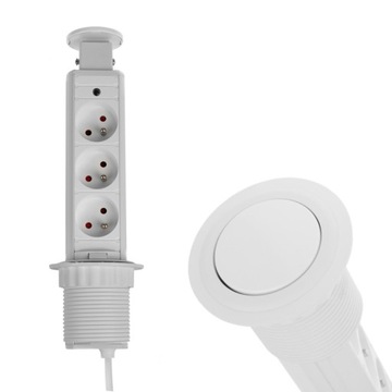 Multiport fi 60 Gniazdka 3x chowane w blat- Biały