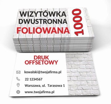 Wizytówki DWUSTRONNE 1000 sztuk FOLIOWANE offset