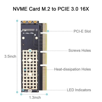 Переходник SSD M.2 NVMe NGFF M Key на PCI-e x4 x8 x16