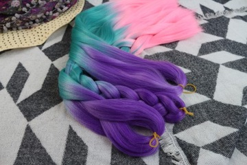 СИНТЕТИЧЕСКИЕ волосы для косичек ЦВЕТНЫЕ косички НАРАЩИВАНИЕ ВОЛОС ОМБРЕ