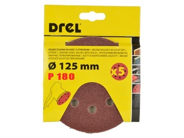 KRĄŻEK ŚCIERNY PAPIER NA RZEP DO SZLIFIERKI OSCYLACYJNEJ 125mm gr180 5 szt.