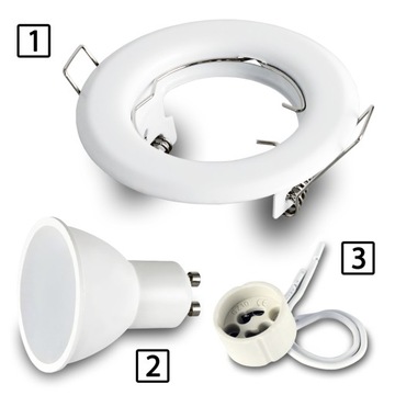 6x Oprawa wpuszczana halogenowa + żar LED GU10 7W