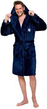 ТЕПЛЫЙ КРАСИВЫЙ ДЛИННЫЙ МУЖСКОЙ ХАЛАТ С КАПЮШОНОМ L