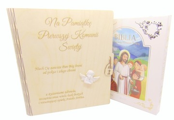 Biblia Pierwsza Komunia Święta Pudełko grawer