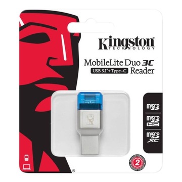 Устройство чтения microSD KINGSTON Duo 3C USB 3.1 + USB-C