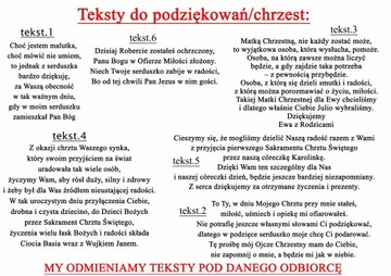 Podziękowanie dla Rodziców Chrzestnych Ramka A4