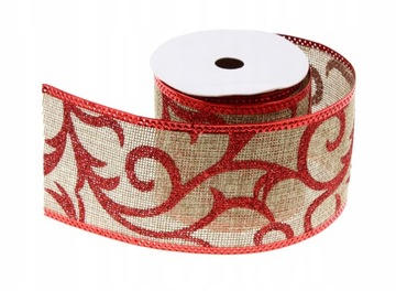Джутовая декоративная лента 2,7 м 6,3 см УЗОРЫ
