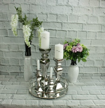 Красивый серебряный керамический подсвечник H25