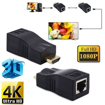 Удлинитель HDMI 30 м через разъем RJ45 cat 5e/6 4K